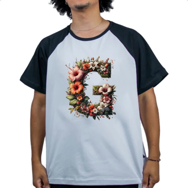 Camiseta Raglan Alfabeto Floral Letra G - Imagem 4