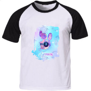 Camiseta Raglan Gemeos fundo zodiacal
