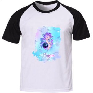 Camiseta Raglan Virgem fundo zodiacal