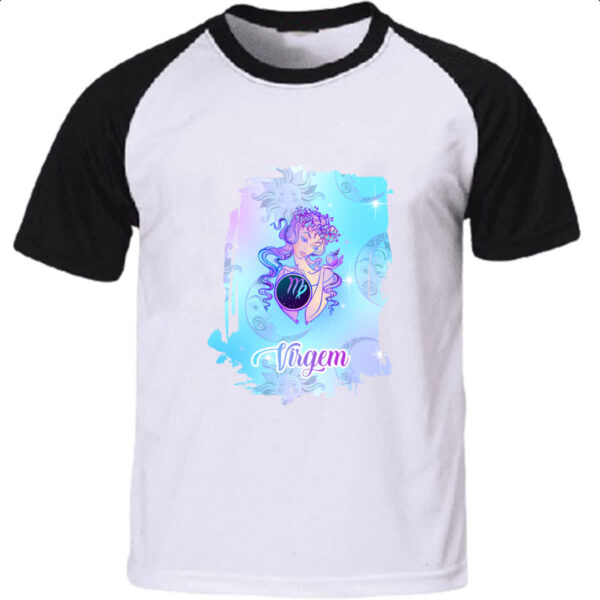 Camiseta Raglan Virgem fundo zodiacal