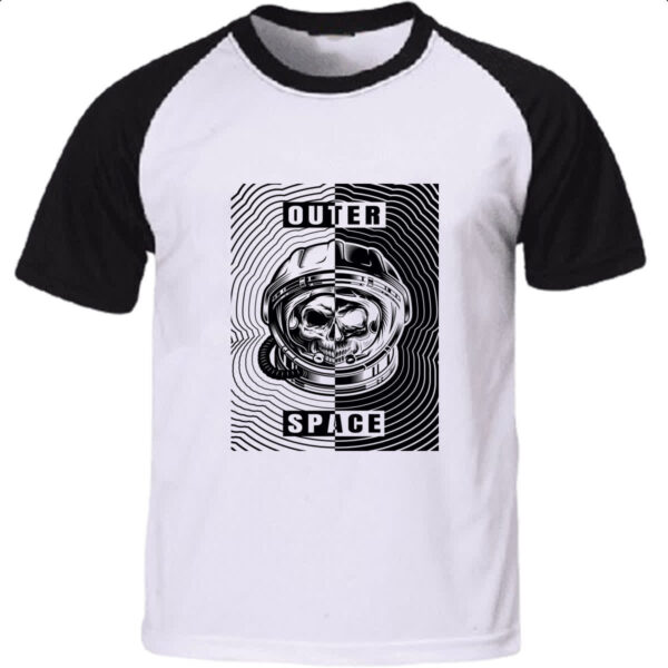 Camiseta Raglan Caveira Atronauta Outer Space