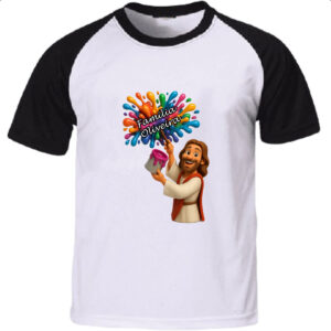 Camiseta Raglan Jesus Escrevendo Familia Oliveira