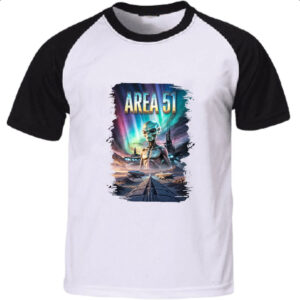 Camiseta Raglan Area 51 Poster Futurista