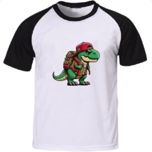 Camiseta Raglan T-Rex aventureiro
