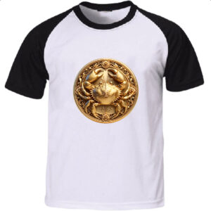 Camiseta Raglan Signo de Cancer moeda de ouro