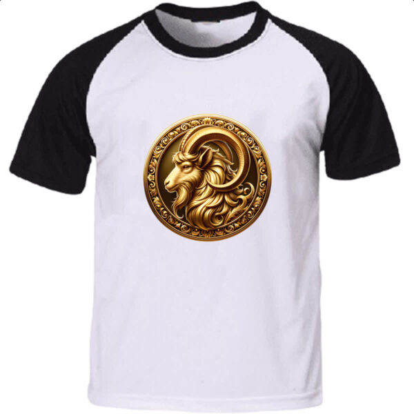 Camiseta Raglan Signo de Capricornio moeda de ouro