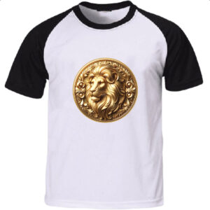 Camiseta Raglan Signo de Leao moeda de ouro