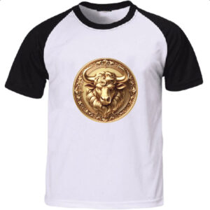 Camiseta Raglan Signo de Touro moeda de ouro