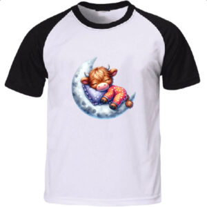 Camiseta Raglan Cute Bufalo dormindo na Lua