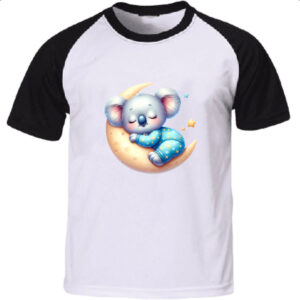Camiseta Raglan Cute Koala dormindo na Lua