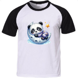 Camiseta Raglan Cute Panda dormindo na Lua