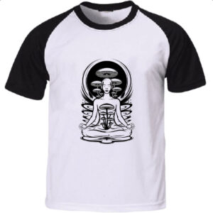 Camiseta Raglan Yoga Cogumelos