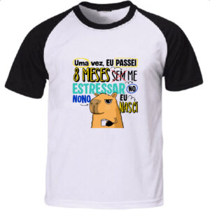 Camiseta Raglan Capivara Sem estressar Azul