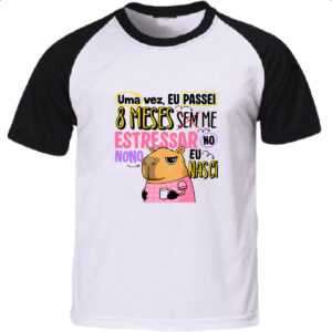 Camiseta Raglan Capivara Sem estressar rosa