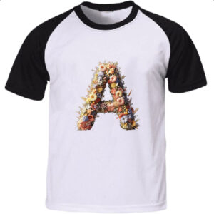 Camiseta Raglan Alfabeto Floral Letra A