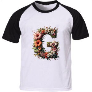 Camiseta Raglan Alfabeto Floral Letra G