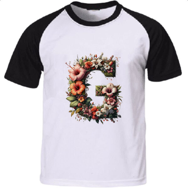 Camiseta Raglan Alfabeto Floral Letra G