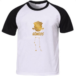 Camiseta Raglan Signo Gemeos Constelacao Dourada
