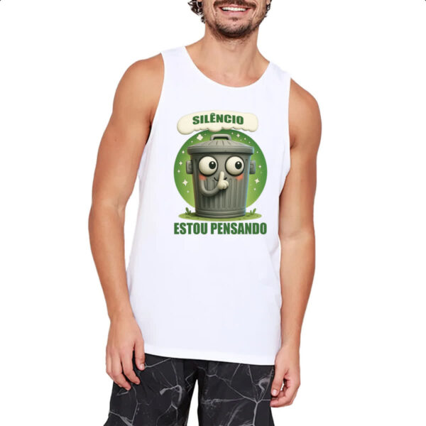 Camiseta Regata Lata de Lixo pensando - Imagem 2