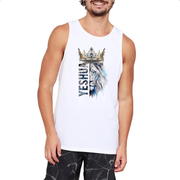 Camiseta Regata Yeshua Leao de Juda Azul Coroa - Imagem 2