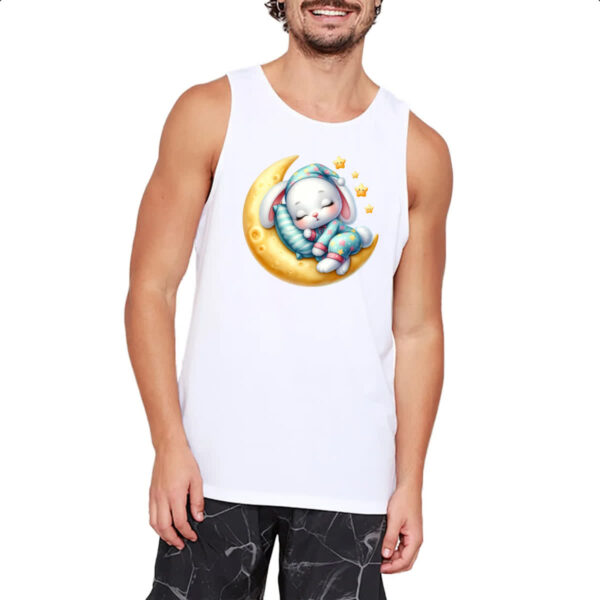 Camiseta Regata Cute Coelho dormindo na Lua - Imagem 2