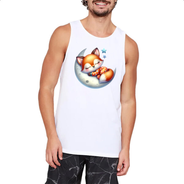 Camiseta Regata Cute Raposa dormindo na Lua - Imagem 2