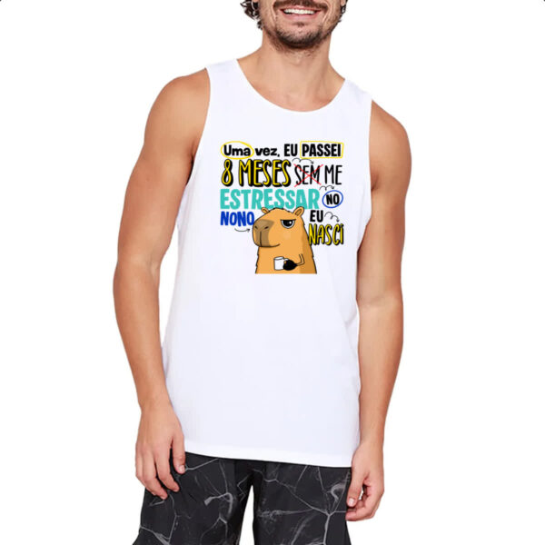Camiseta Regata Capivara Sem estressar Azul - Imagem 2