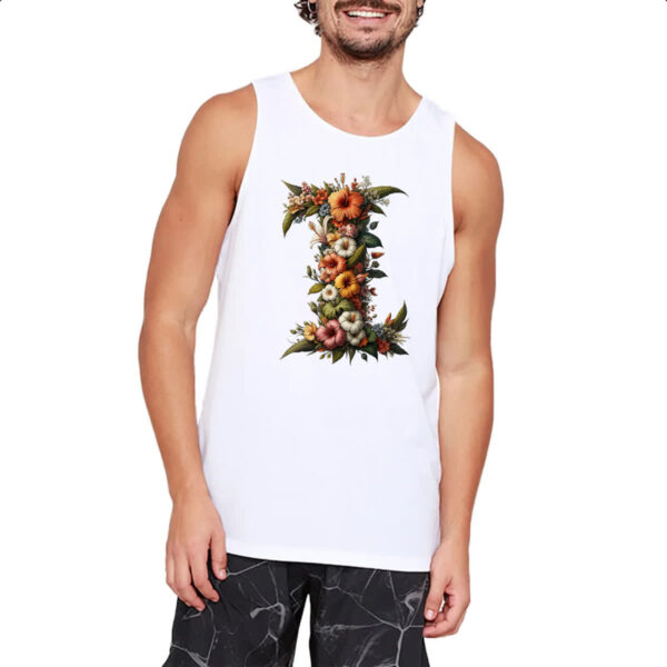 Camiseta Regata Alfabeto Floral Letra I - Imagem 2
