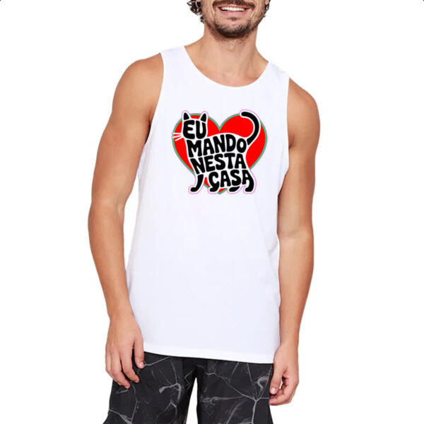 Camiseta Regata Silhueta gato manda na casa - Imagem 2