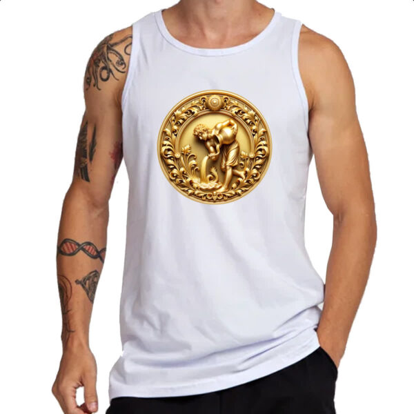 Camiseta Regata Signo de Aquario moeda de ouro - Imagem 3