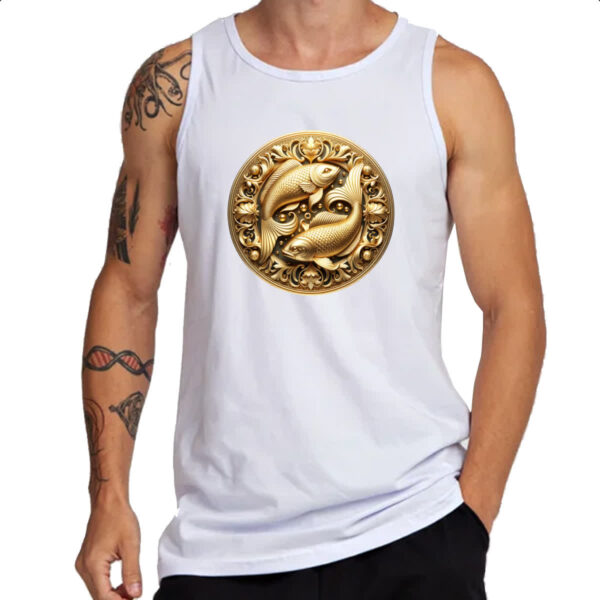 Camiseta Regata Signo de Peixes moeda de ouro - Imagem 3