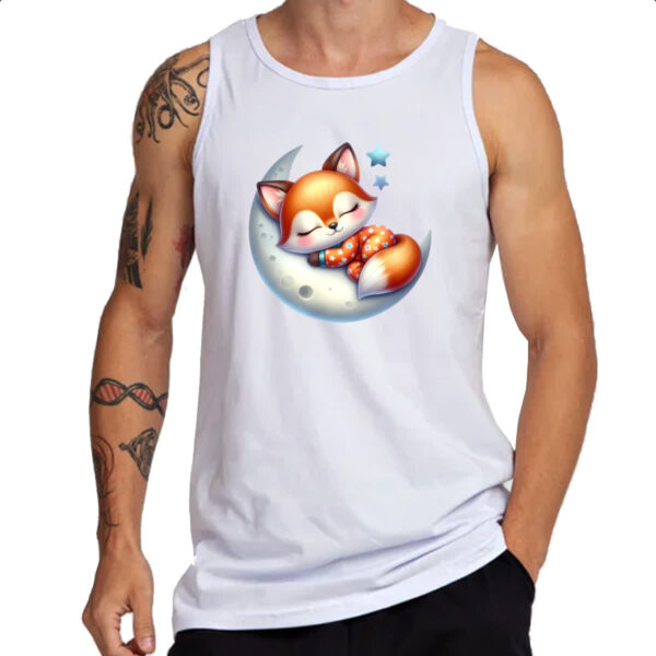 Camiseta Regata Cute Raposa dormindo na Lua - Imagem 3