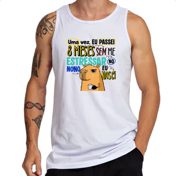 Camiseta Regata Capivara Sem estressar Azul - Imagem 3