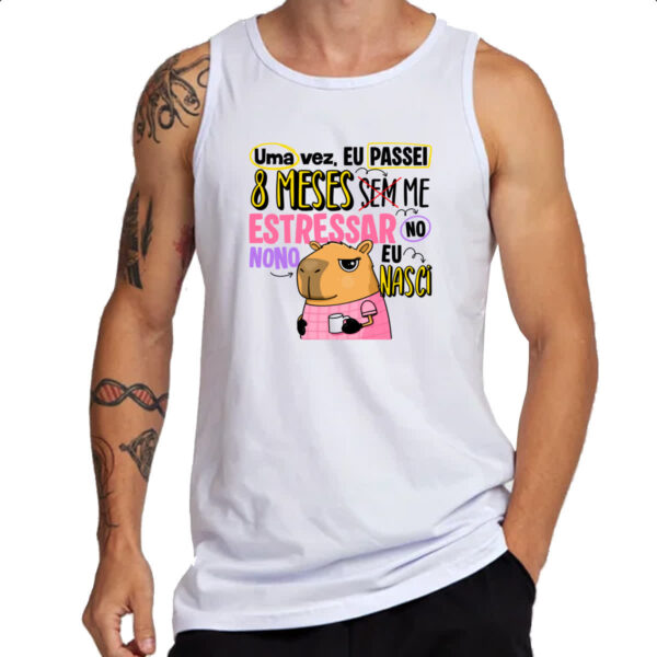 Camiseta Regata Capivara Sem estressar rosa - Imagem 3