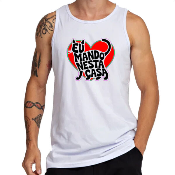 Camiseta Regata Silhueta gato manda na casa - Imagem 3