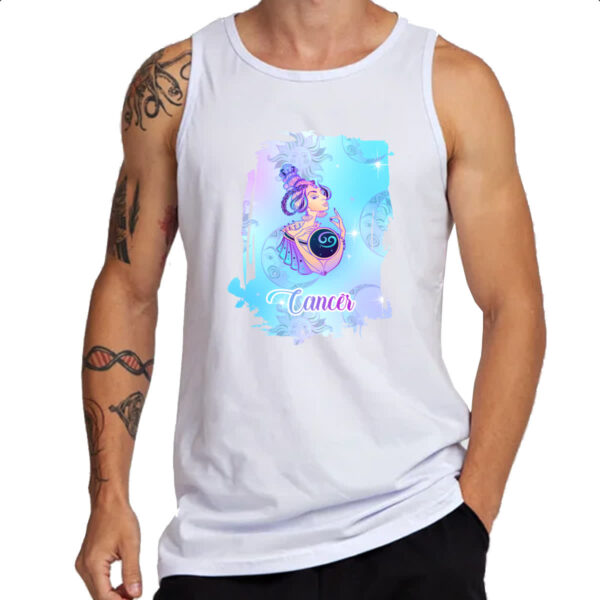Camiseta Regata Cancer fundo zodiacal - Imagem 3