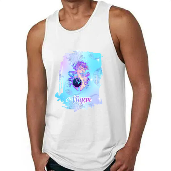 Camiseta Regata Virgem fundo zodiacal - Imagem 4