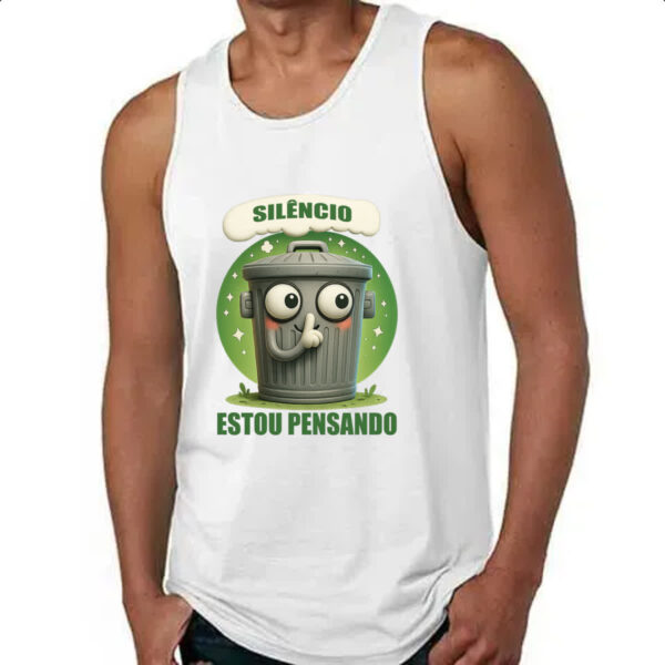 Camiseta Regata Lata de Lixo pensando - Imagem 4
