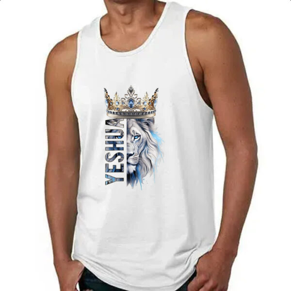 Camiseta Regata Yeshua Leao de Juda Azul Coroa - Imagem 4