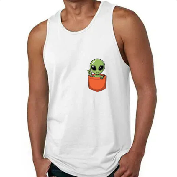 Camiseta Regata Alien no bolso laranja - Imagem 4