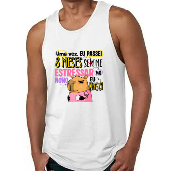 Camiseta Regata Capivara Sem estressar rosa - Imagem 4