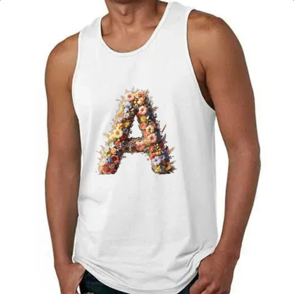 Camiseta Regata Alfabeto Floral Letra A - Imagem 4