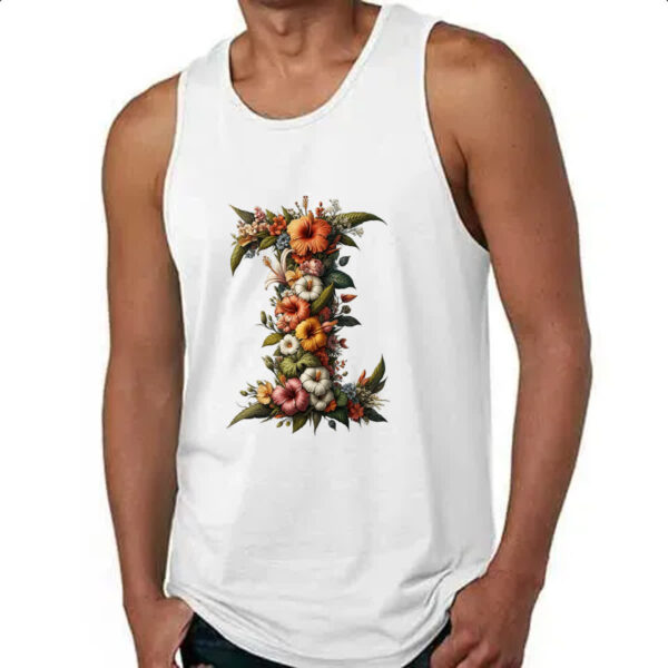 Camiseta Regata Alfabeto Floral Letra I - Imagem 4
