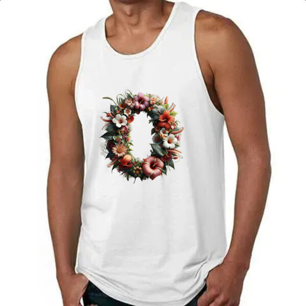 Camiseta Regata Alfabeto Floral Letra O - Imagem 4