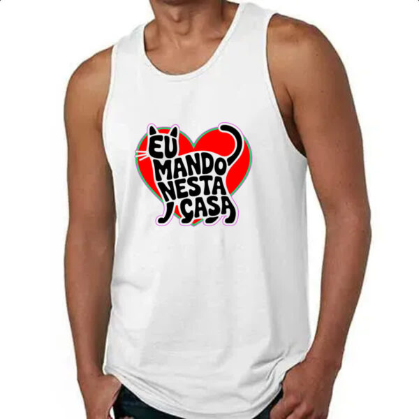 Camiseta Regata Silhueta gato manda na casa - Imagem 4