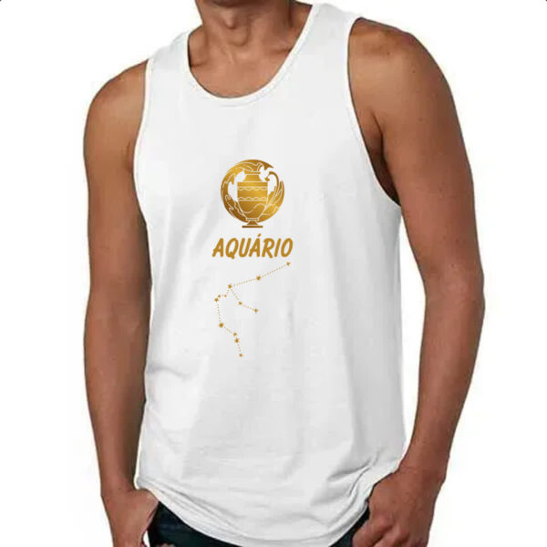 Camiseta Regata Signo Aquario Constelacao Dourada - Imagem 4