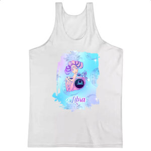 Camiseta Regata Libra fundo zodiacal