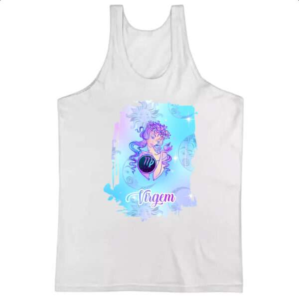 Camiseta Regata Virgem fundo zodiacal