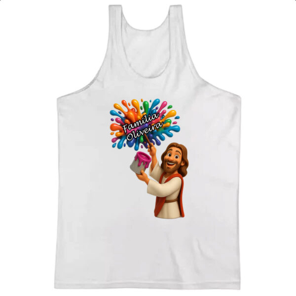 Camiseta Regata Jesus Escrevendo Familia Oliveira