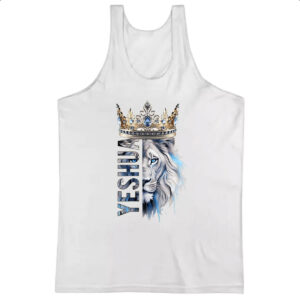 Camiseta Regata Yeshua Leao de Juda Azul Coroa